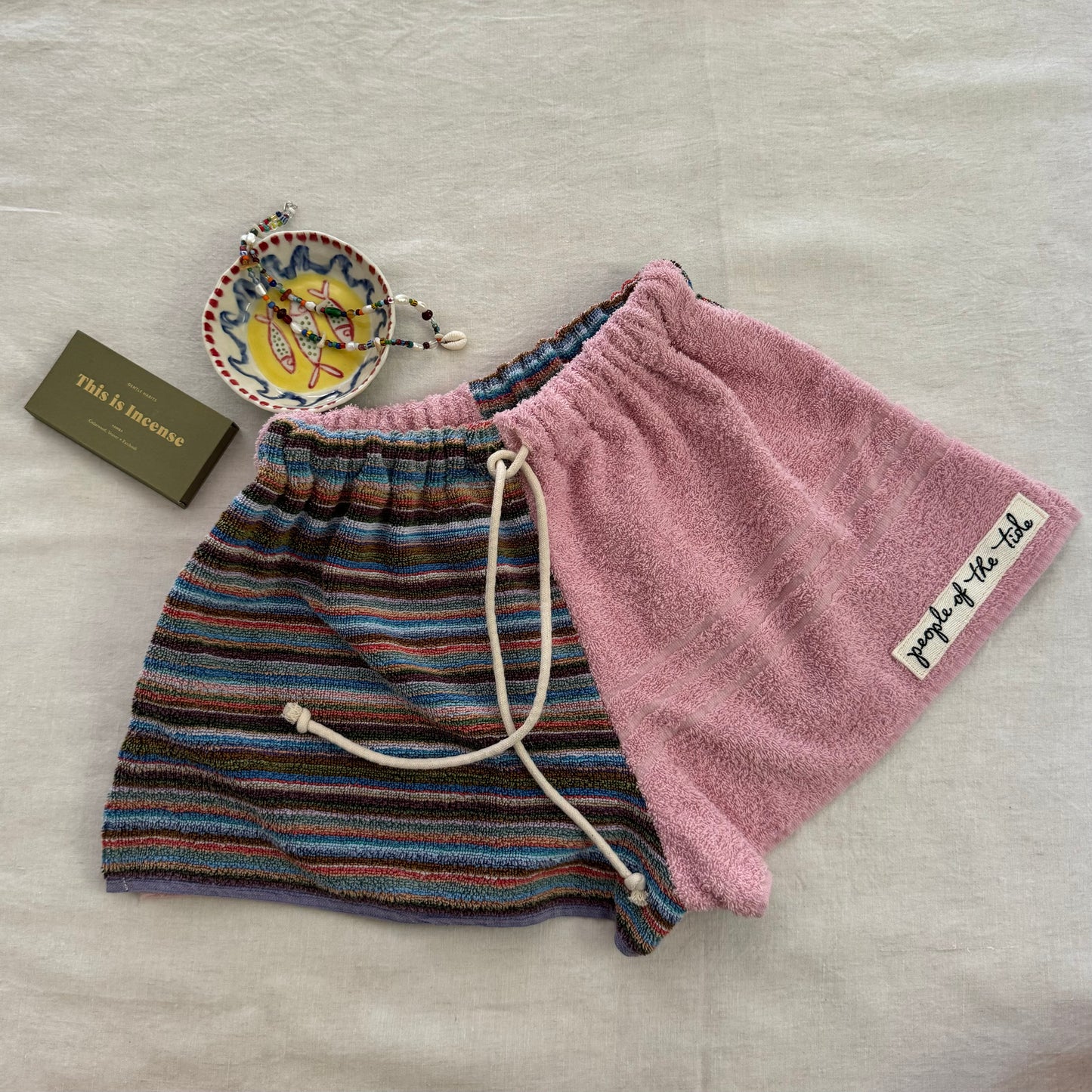 Towelling shorts - pink stripe