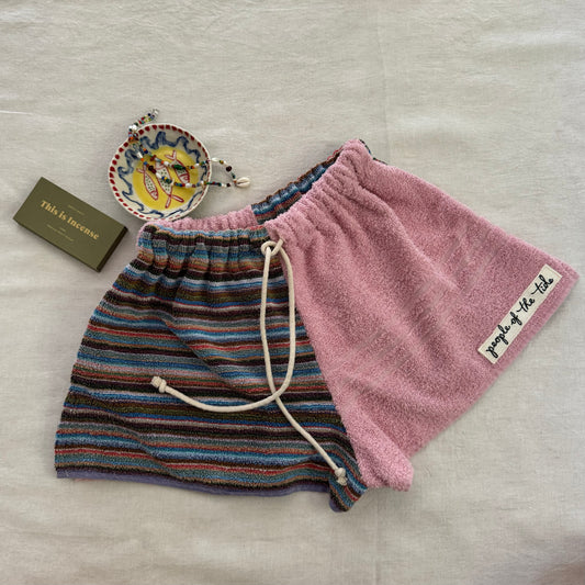 Towelling shorts - pink stripe