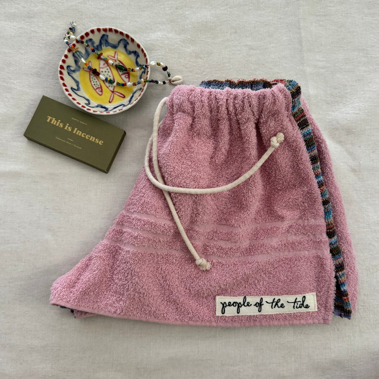 Towelling shorts - pink stripe