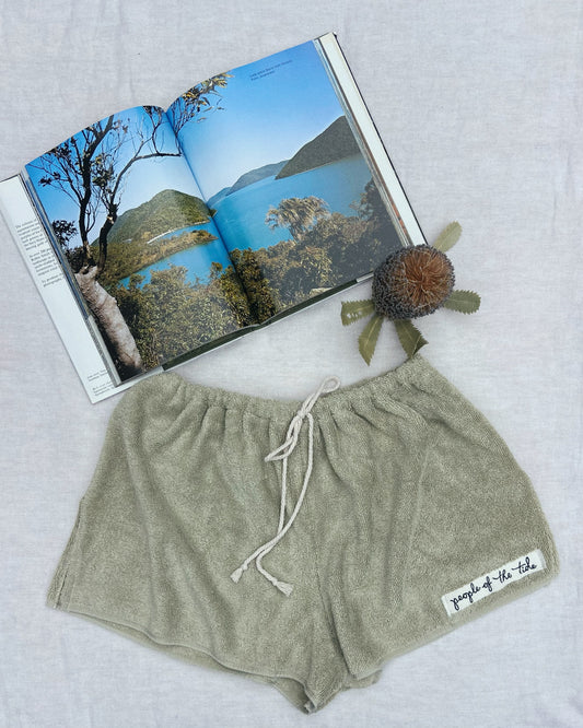 Towelling Shorts - salt bush